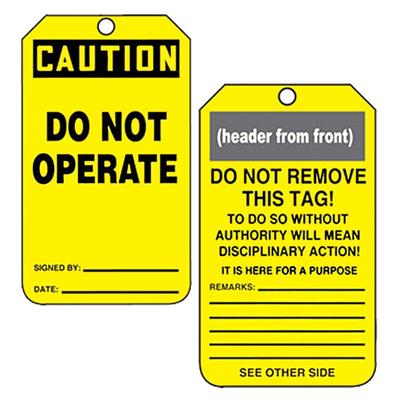 Tag colore GIALLO DO NOT OPERATE conf.10pz